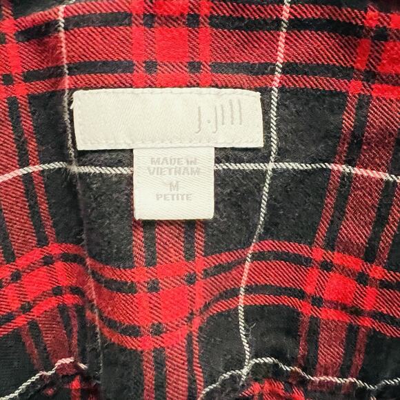 J. Jill Shirt Women’s Med Petite Plaid Red Black Long Sleeve Tunic (A0129) - Picture 5 of 5